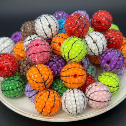 Sports Bubblegum Beads 20mm Basketball Pattern Acrylic 25pcs 16