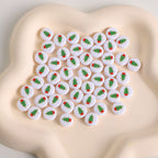 Christmas Theme Flat Acrylic Beads 5x10mm Santa Gift Printed 100pcs 3