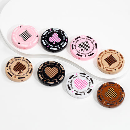 Flat Acrylic Beads 31mm Texas Chip Card Suits Printed 10pcs 4