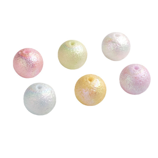 Frosted Acrylic Beads 16mm Cream Imitation Pearl Wrinkled 50pcs