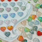 Transparent Bow Pattern Heart Glass Beads 14x16x7mm 25pcs 2