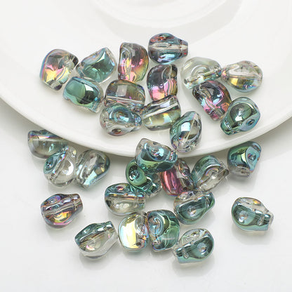 Electroplated Skull Glass Beads 8X10mm Vintage Iridescent Chrome 30pcs 13