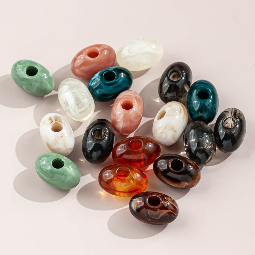 Marble Texture Oval Resin Beads 20mm Glossy Mixed Colors 20pcs