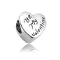 Heart Metal Beads Large Hole Metallic Silver Tone 30pcs 12