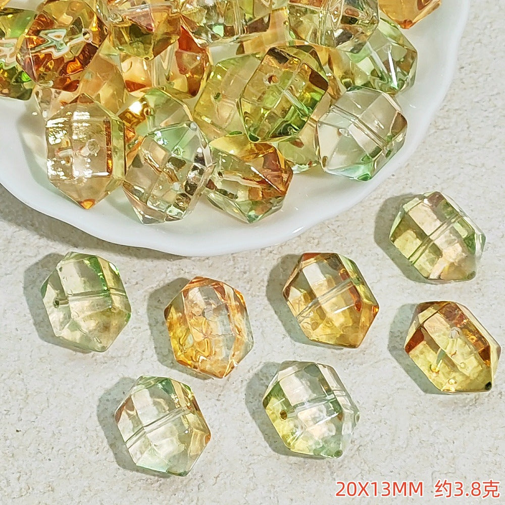 Gradient Faceted Hexagonal Prisms Glass Beads 20mm 25pcs 14