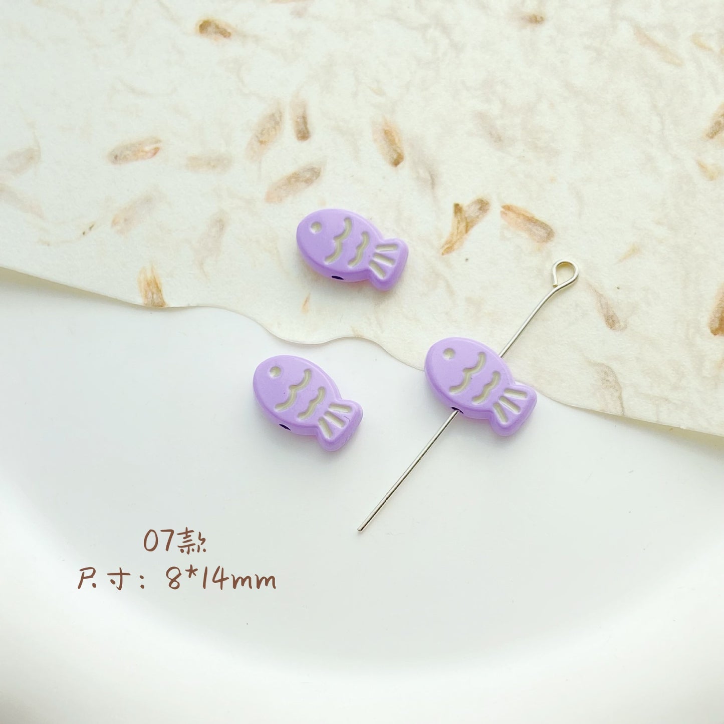 Cat Strawberry Moon Metal Beads Purple Tone Baking Painted 10pcs 9