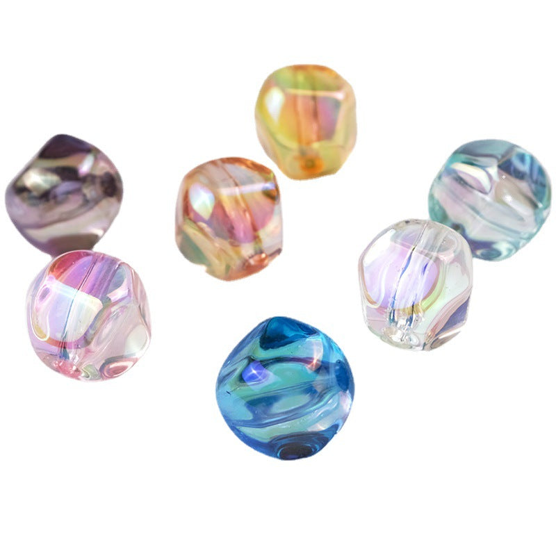 Plating Irregular Acrylic Beads 16mm Transparent Mixed Colors 100pcs