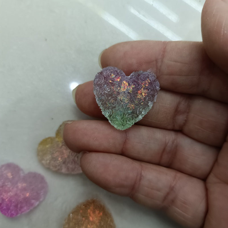 Gradient Floral Heart Acrylic Beads 25mm Pastel Colors 50pcs 9