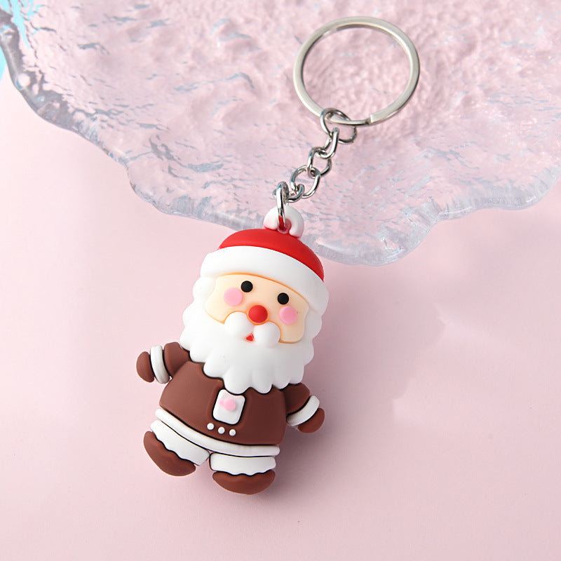 PVC Christmas Santa Claus Snowman Keychain Festive Holiday Charm 11