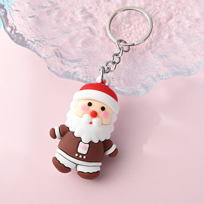 PVC Christmas Santa Claus Snowman Keychain Festive Holiday Charm 11