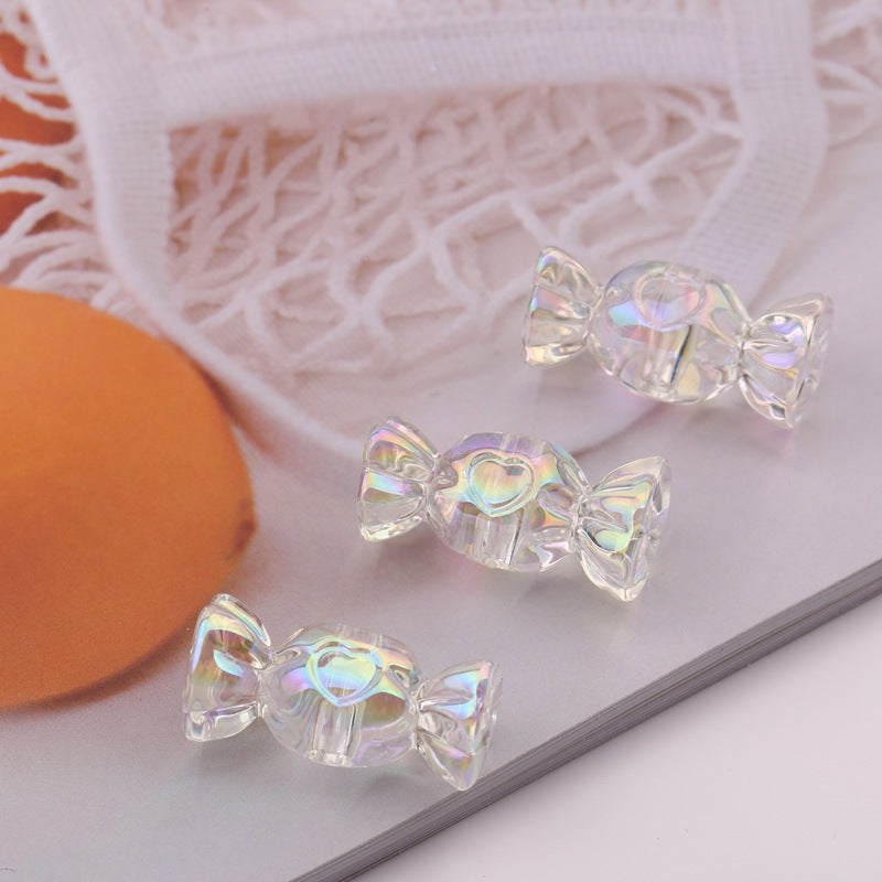 Transparent Candy Acrylic Beads 29mm UV Plating Rainbow 100pcs 6