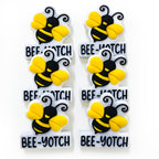 Silicone Focal Beads Bee BEE-YOTCH Script Bold Yellow Black 20pcs 3