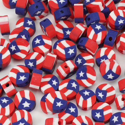 Geometric Clay Beads American Flag Colors Patriotic Design 200pcs 9