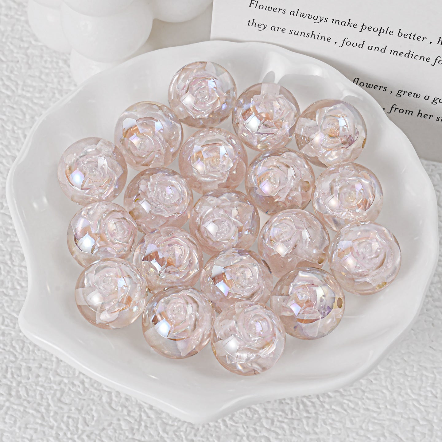 Twilight Rose Resin Beads 16mm Round Mixed Colors 20pcs 10