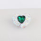 Rhinestone Heart Clay Beads 24mm White Sparkling Center 6pcs 11