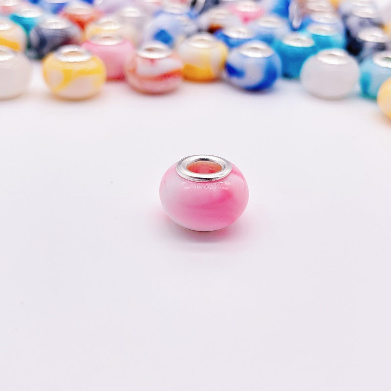 Acrylic Round Spacer Beads 14mm Ink Imitation Ceramic Large Hole 50pcs 6