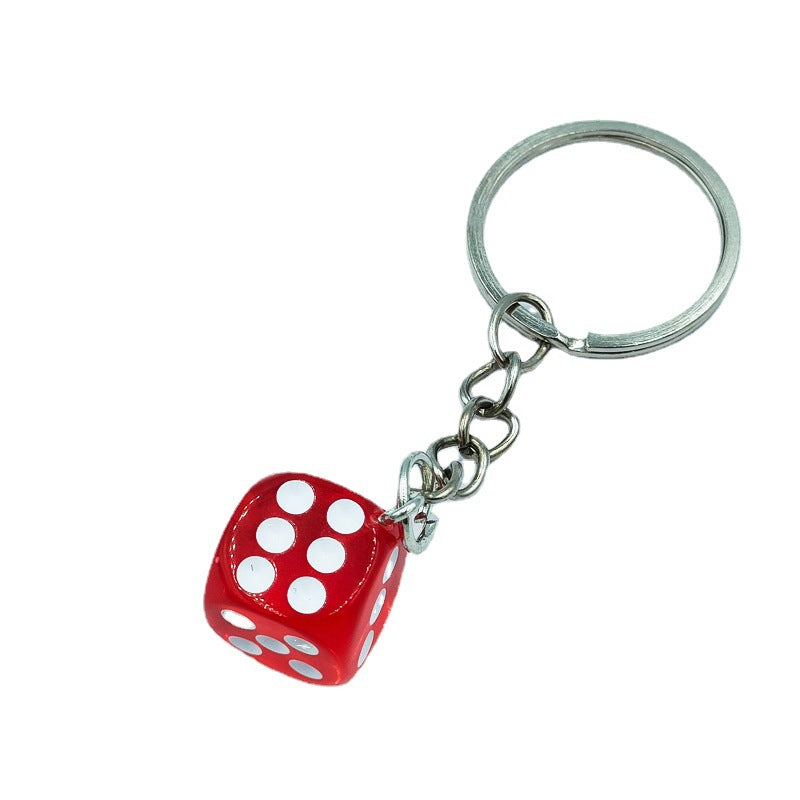 Resin Mini Dice Keychain Colorful Translucent Cube on Silver Chain 2