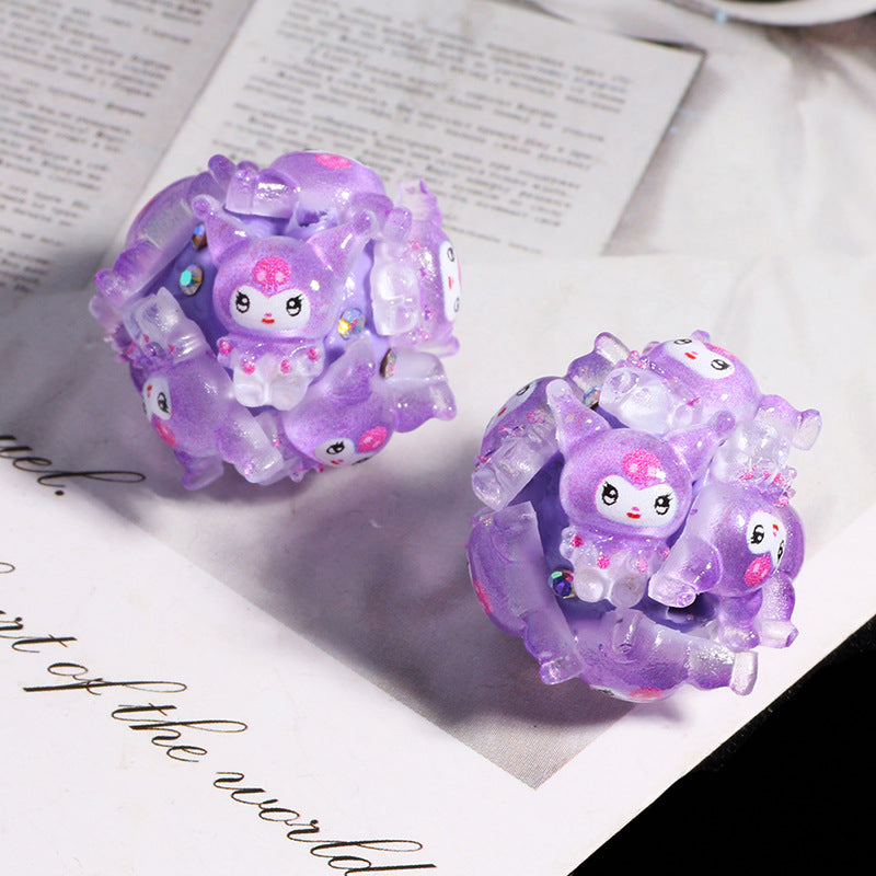 Embellished Bubblegum Beads 20mm Sanri Figures Cluster 5pcs 7