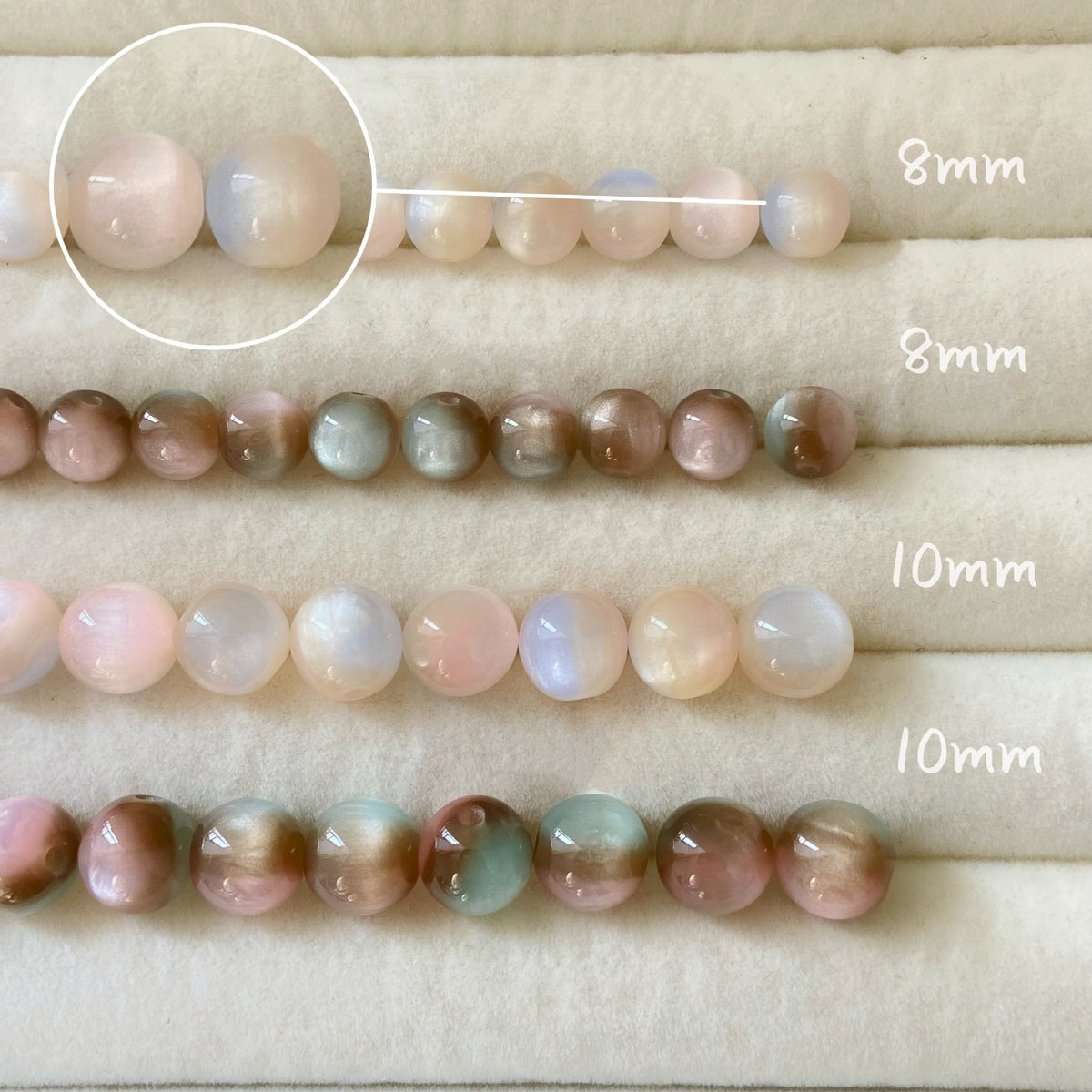 Pearlescent Gradient Resin Beads 8/10mm Pink Brown 50pcs 4