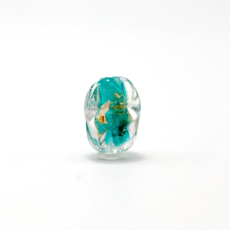 Lampwork Glass Beads Irregular Oval Gold Dust Filled 13mm 10pcs 13