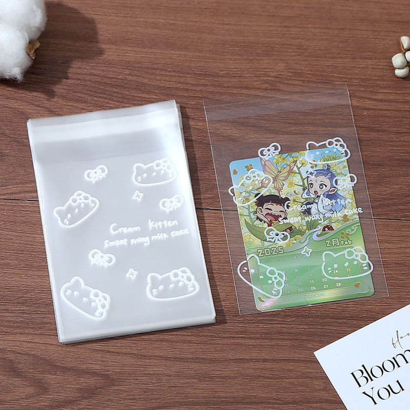 Self Adhesive OPP Bags Kitten Pattern 8x10cm Resealable 200pcs 4