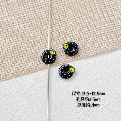 Donut Metal Beads 13mm Painted Enamel Pastel 10pcs 11