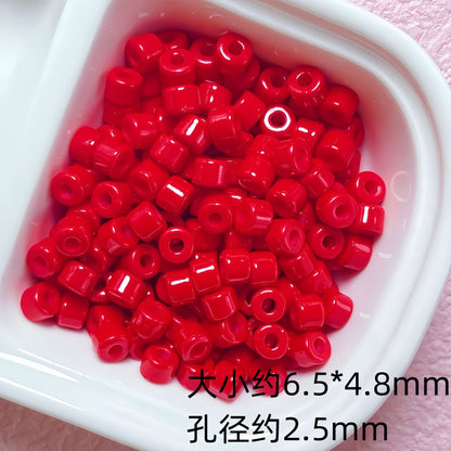 Solid Color Cylindrical Pony Beads Acrylic 6mm 50pcs 11
