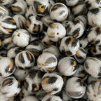 Leopard Print Bubblegum Beads 20mm Glossy Acrylic Animal Pattern 5pcs