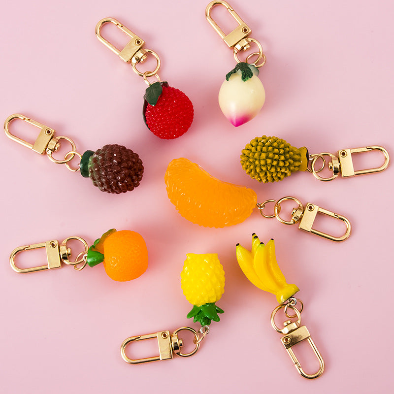 Plastic Fruit Keychain Colorful Glossy Charm Fun Summer Theme 2