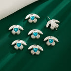 Bunny Holding Heart Rhinestone Beads 21mm Alloy Embeded 10pcs 4