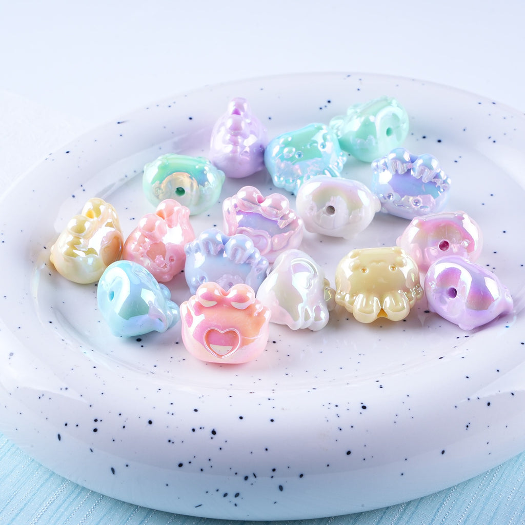 Plated Small Rabbit Acrylic Beads 17mm UV Iridescent Finish 50pcs