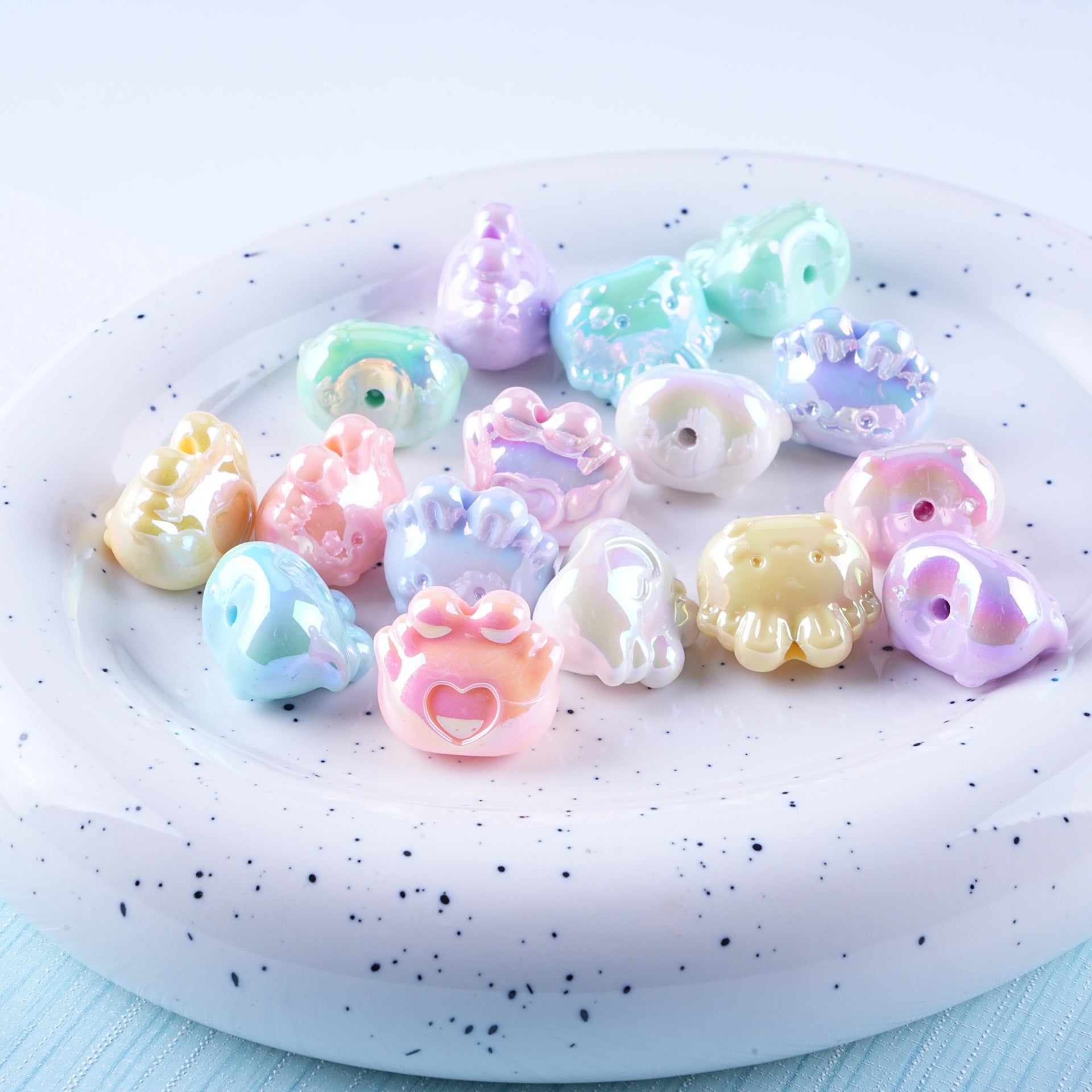 Plated Small Rabbit Acrylic Beads 17mm UV Iridescent Finish 50pcs
