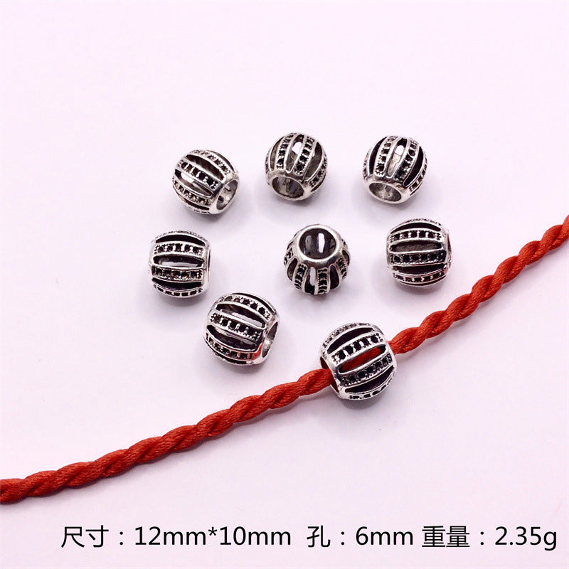 Hollow Spherical Metal Beads Large Hole Intricate Floral Cut-Out 100pcs 2