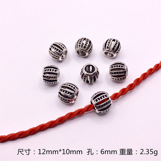 Hollow Spherical Metal Beads Large Hole Intricate Floral Cut-Out 100pcs 2