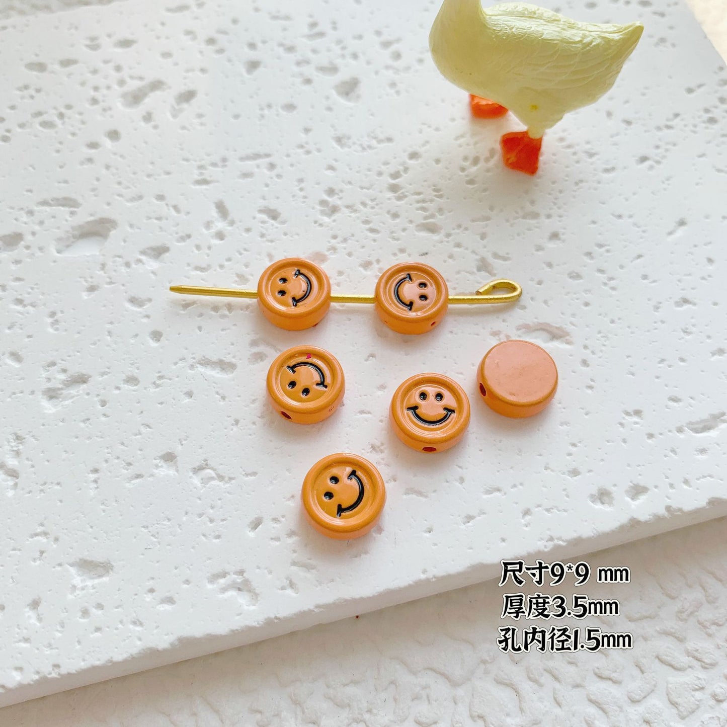 Round Metal Beads Baking Painted Smiling Chocolate Series 20pcs 30