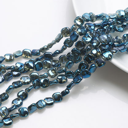 Electroplated Oblique Square Glass Beads 12mm Transparent Iridescent 20pcs 11