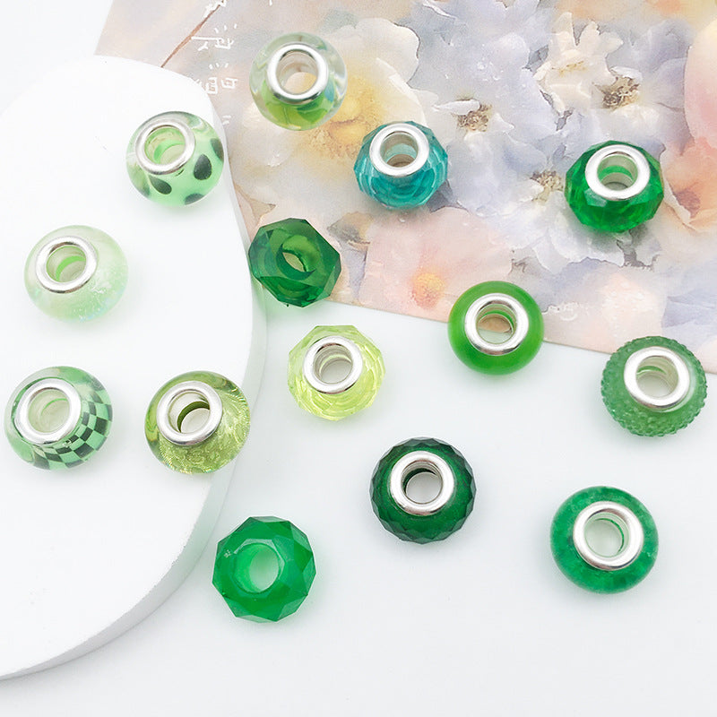 Mixed Design Resin Spacer Beads Green Tone Bulk 40pcs 2