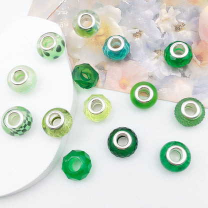 Mixed Design Resin Spacer Beads Green Tone Bulk 40pcs 2