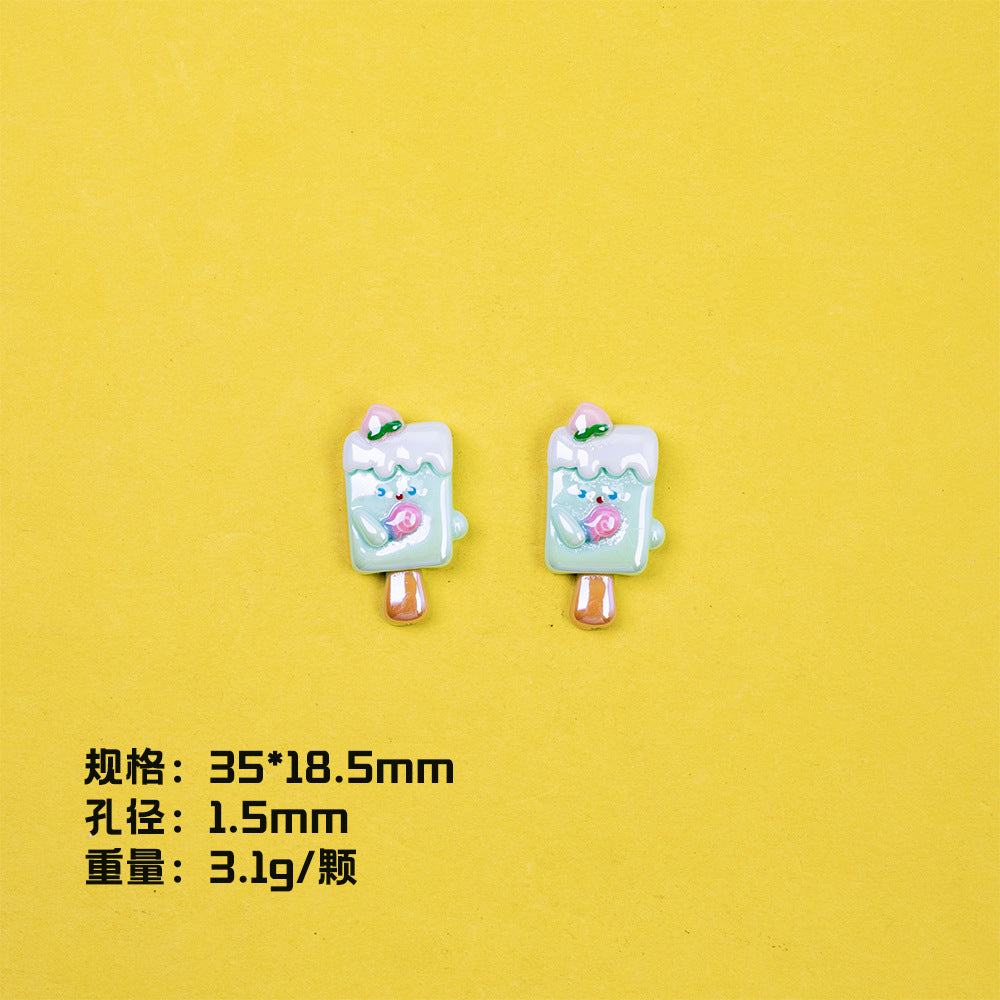 Playful Fruit Popsicle Resin Beads Glossy Pastel Colors 10pcs 9