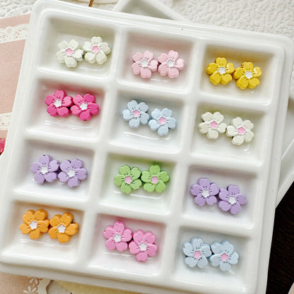 Flower Metal Beads 10mm Baking Painted Cherry Blossom 20pcs