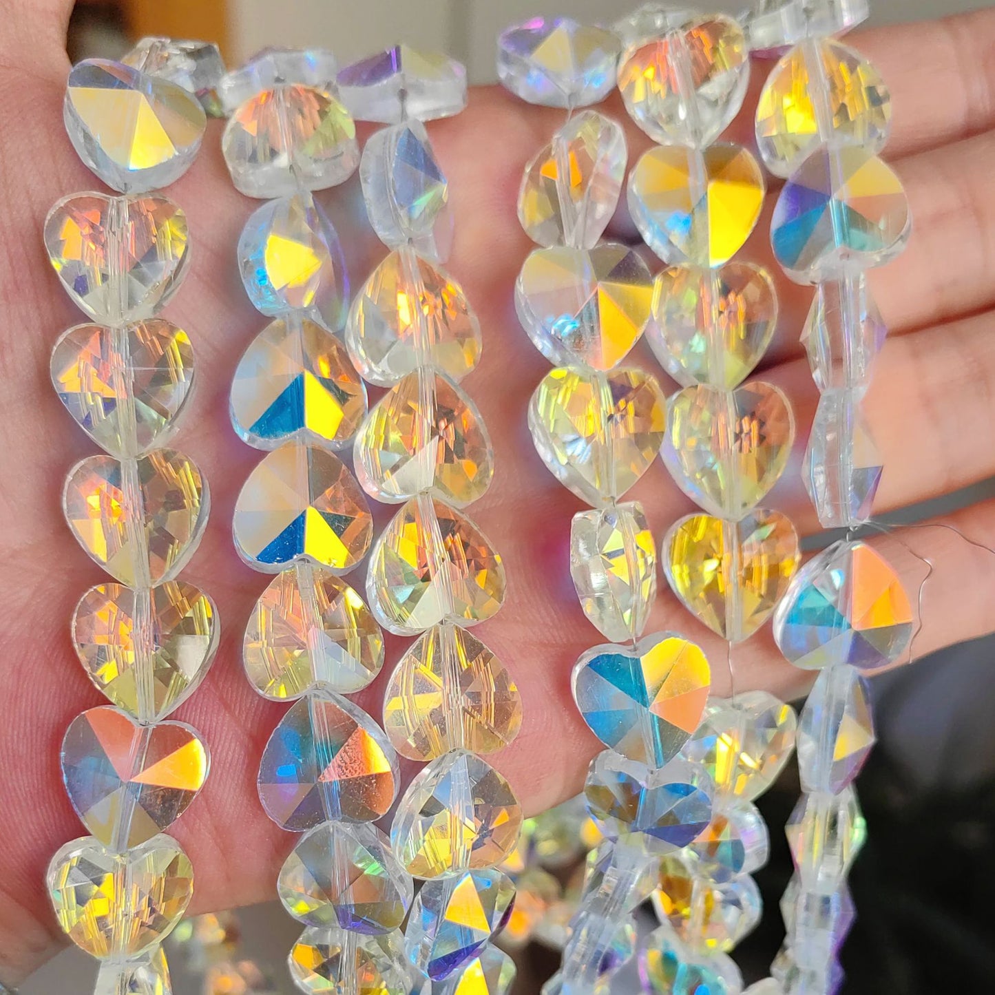 Heart Transparent Glass Beads 12mm Faceted Smooth 10pcs 19