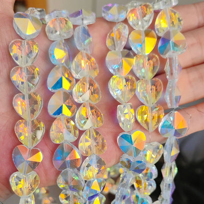 Heart Transparent Glass Beads 12mm Faceted Smooth 10pcs 19