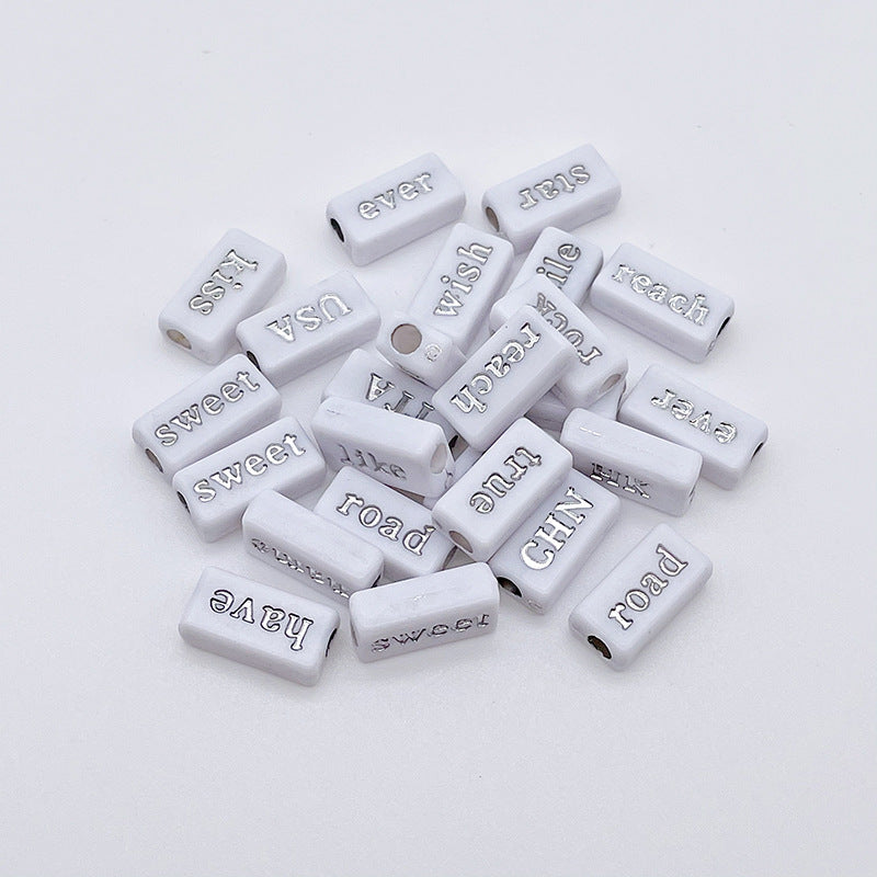 Rectangle Acrylic Tube Beads 8x15mm Colorful Word Letters 1100pcs 9