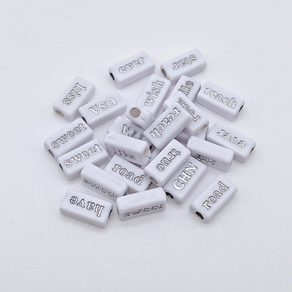 Rectangle Acrylic Tube Beads 8x15mm Colorful Word Letters 1100pcs 9