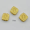 Square Metal Beads 10mm Auspicious Cloud Pattern Gold Tone 20pcs 2