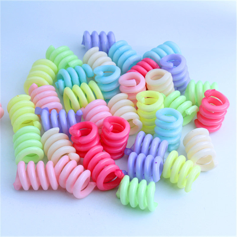 Spring Shaped Acrylic Beads 18mm Macaron Color Plastic Dreadlock 100pcs 5