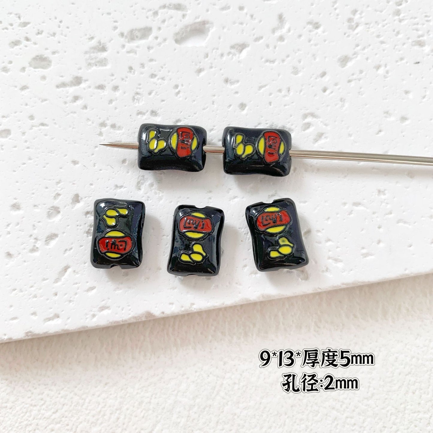 Baking Painted Potato Chips Card Metal Beads 2mm Hole 20pcs 21