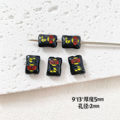 Baking Painted Potato Chips Card Metal Beads 2mm Hole 20pcs 21