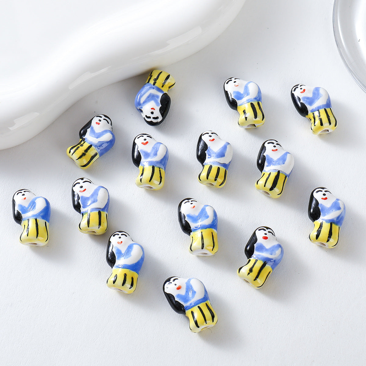 Hand Painted Animal Ceramic Beads Cute 3D Design 2pcs 5