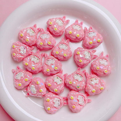Kawaii Resin Beads 25mm Creamy Color UV Plating 5pcs 11